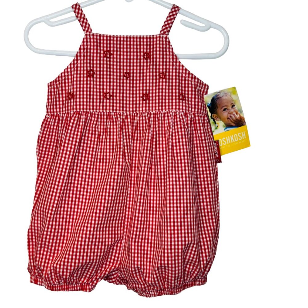 OshKosh - NWT girls 3-6mo red/white checkered romper